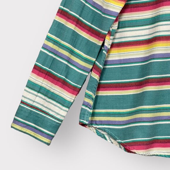 Chaps Button Up Top Women XL Multicolor Striped Cotton Thick Long Sleeve AA84 - Picture 7 of 10